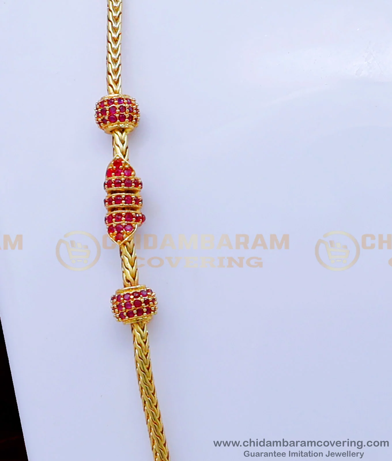 Buy Attractive Ruby Stone Mugappu Thali Chain Latest Design